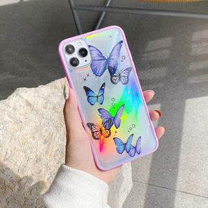 Bling Glitter Butterfly Phone Case For iPhone 11 Pro Max XR X XS Max 7 8 Plus SE 2020 Clear Transparent Soft Silicone Cover Capa