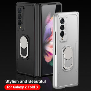 For Samsung Galaxy Z Fold 3 5G Case Armor Ring Holder Case 360 Bracket Hard PC Protective Cover For Galaxy Z Fold 3 2