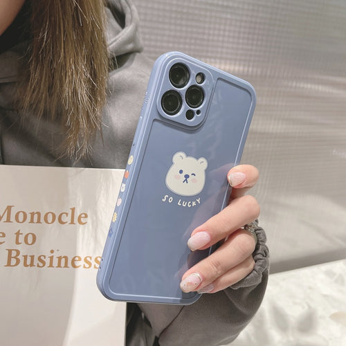 Retro Kawaii lucky bear japanese Phone Case for apple iPhone 13 12 11 Pro Max Xr Xs Max X 7 8 Plus 7Plus case Cute Soft Cover