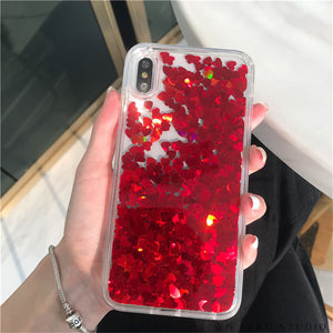 Glitter Love Heart Sequins Quicksand Phone Case For iPhone 12 11Pro Max XR XS Max X 8 7 6S Plus Dynamic Liquid Case For 11 11Pro