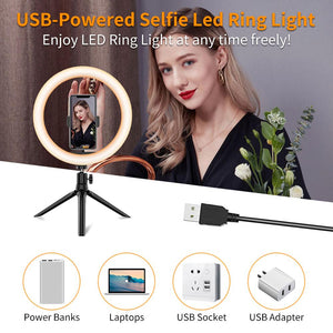 New Selfie Ring Light, 10” Ring Light with Tripod Stand &amp; Cell Phone Holder for Live Stream, Makeup, Dimmable Desktop LED Circle