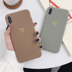 LOVECOM Plating Heart Phone Case For iPhone 14 13 12 11 Pro Max XR XS Max 7 8 Plus X Candy Color Simple Soft Silicon Back Cover