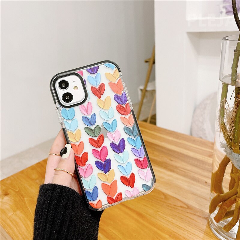 Cute Watercolor Loving Heart Phone Case For Samsung Galaxy S22 A12 A52 A71 S10 S21 plus Note 20 Ultra 9 10 plus Clear Soft Cover