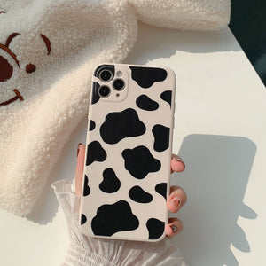 Retro cow print art japanese Phone Case for apple iPhone 14 13 12 11 Pro Max Xr Xs Max 7 8 Plus X 13mini 7Plus case Cute soft cover