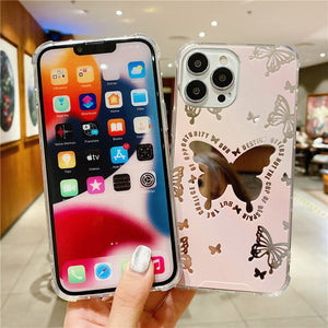 Makeup Mirror Butterfly Phone Case For iPhone 13 12 11 Pro Max XS Max XR X 7 8 Plus 13 Pro Shockproof Bumper Soft Silicone Cover
