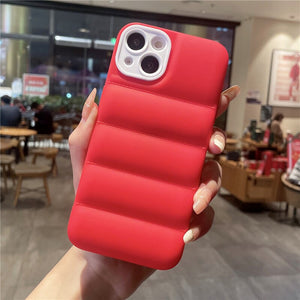 Luxury Down Jacket Cloth Bumper Bread Phone Case For iPhone 11 12 13 14 Pro Max Mini XR X XS Shockproof Silicone Soft Puffer Cove