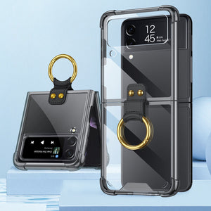 Leather Case for Samsung Galaxy Z Flip 3 5G Cover Ring Holder Stand Crossbody Shoulder Strap Anti-Scratch Coque Funda Z Flip 3
