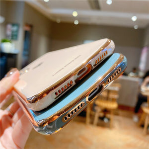 Love Heart Plating Phone Cases For iPhone 14 12 Mini 13 11 Pro XS Max X XR 7 8 Plus SE 2020 Case Silicone Soft IMD Back Cover