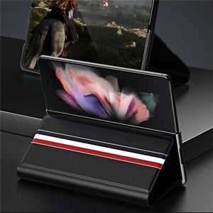 Full Protection Leather Card Holder Case for Samsung Galaxy Z Fold 3 4 Fold4 Fold3 5G Fold 2 Fold2 Anti-Knock Kickstand Cover