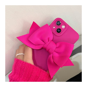 Silicone Pink Bow Tie Soft Phone Case For iPhone 7 8 Plus 2020 SE X XR XS Max 11 11Pro Max 12 13 12Pro Max Pro Mini Case