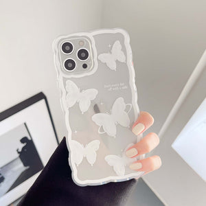 White butterfly cute ins jane silicone soft phone case for iphone 8 7 plus xr xsmax x 12 13 11 pro max back shell capa