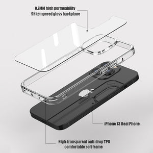 Luxury Tempered Glass Clear Case For iPhone 14 11 12 13 Pro XS Max 13 Mini X XR Transparent Hard Case For iPhone 7 8 Plus Fundas