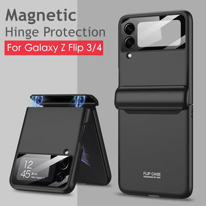 Luxury Case for Galaxy Z Flip 3 4 5G Magnetic Hinge Full Protection Cover Camera Glass Business Hard Back Case for Z Flip3 Flip4