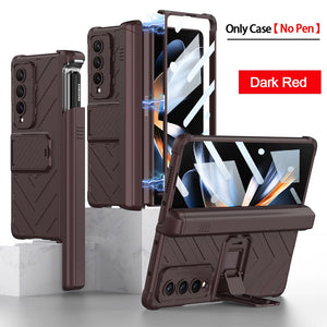Capa For Samsung Galaxy Z Fold 3 4 Fold3 Fold4 5G Case Magnetic Hinge Slide Pen Slot Front Glass Film Kickstand Hard PC Cover