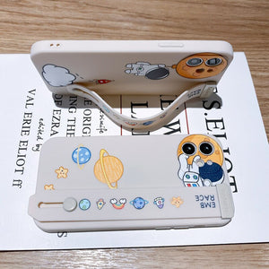 Cute Cartoon Astronaut  Wrist Band Phone Case  For iPhone 14 13 11 12 Pro Max XS Max XR X 8 7 Plus SE 2020 Soft Bumper Back Cover