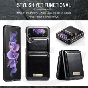 Anti-Fingerprint Luxury Leather Case for Samsung Galaxy Z Flip 3 5G Flip4 Flip 4 Flip3 Anti-Knock Cell Phone Cover Coque