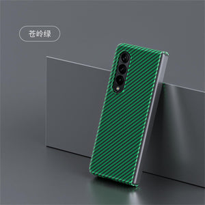 For Samsung Galaxy Z Fold 4 3 2 Fold4 Case Luxury Carbon Fiber Texture Ultra Thin Shockproof Protection Bumper PC Hard Back Case