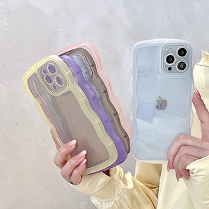 Soft Transparent Wavy lines Phone Case For iPhone 14 13 12 11 Pro Max X XR XS Max 7 8 Plus SE 2020 Shockproof Bumper Cases Cover