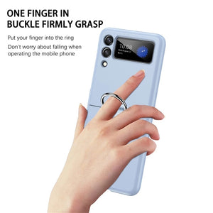 For Samsung Galaxy Z Flip 3 5G Case ZFlip3 Flip4 3 Fundas Shockproof Finger Ring Matte Phone Cover for Galaxy Z Flip 4 3 Cases