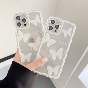 White butterfly cute ins jane silicone soft phone case for iphone 8 7 plus xr xsmax x 12 13 11 pro max back shell capa
