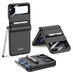 Luxury Case for Galaxy Z Flip 3 4 5G Magnetic Hinge Full Protection Cover Camera Glass Business Hard Back Case for Z Flip3 Flip4