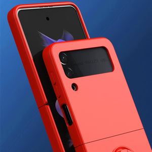Kickstand Plain Folding Protective Case for Samsung Galaxy Z Flip4 Flip 4 5G Flip3 Flip 3 Finger Ring Slim Phone Bag