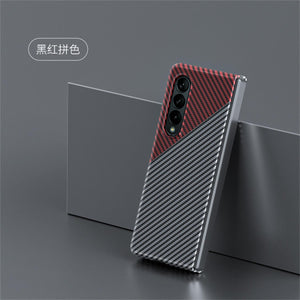 For Samsung Galaxy Z Fold 4 3 2 Fold4 Case Luxury Carbon Fiber Texture Ultra Thin Shockproof Protection Bumper PC Hard Back Case