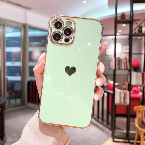 LOVE Heart Electroplated iPhone 13 pro max Case - Green